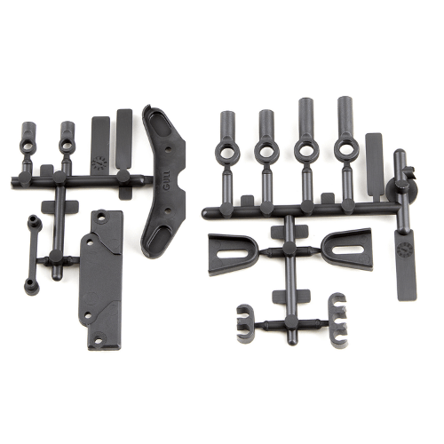 Team Associated RC10B6.3 Servo Mount Brace, Tower Covers, Wire Clips, Rod Ends