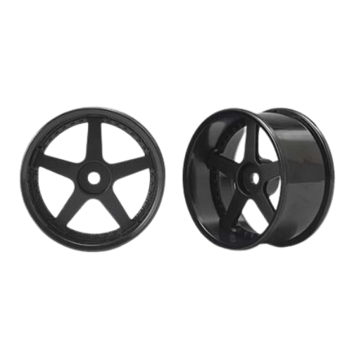 Racing Performer 5 Spoke Drift Wheels (12mm Hex) (Black) (6mm Offset)