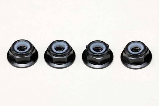 ZC-N4AFLBK Yokomo M4 Flanged Aluminum Low Profile Nylon Lock Nuts (Black)