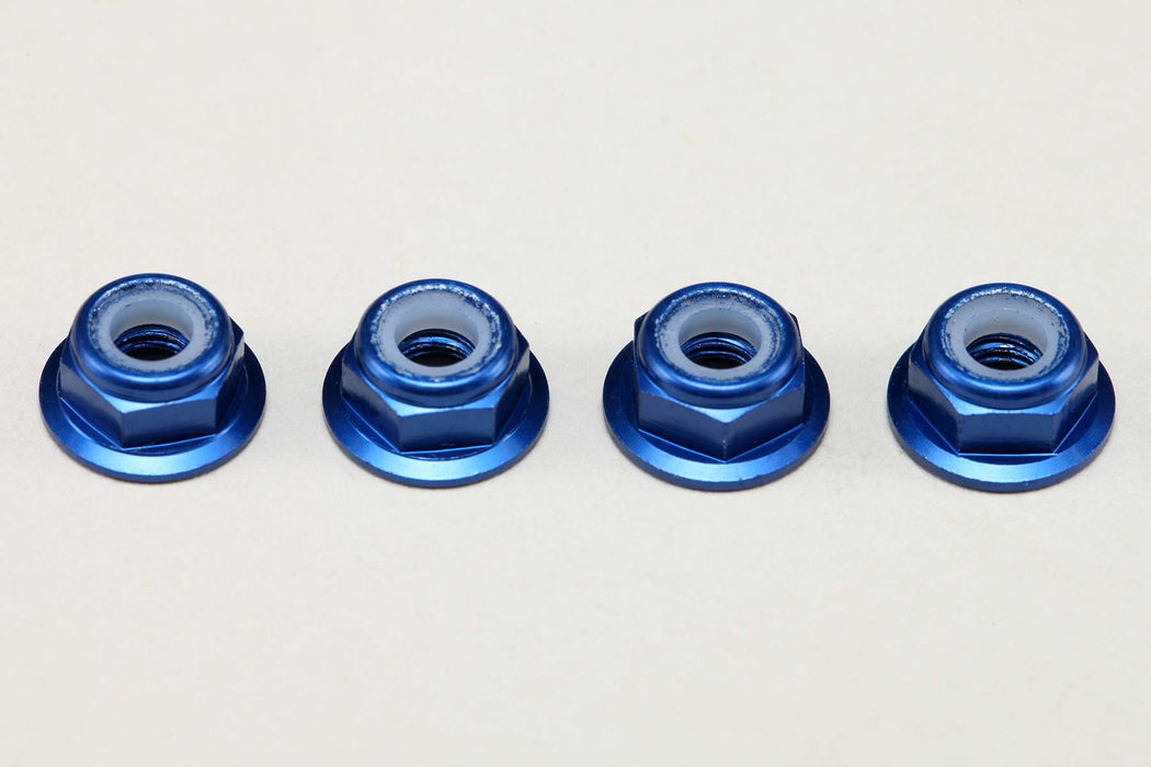ZC-N4AFLBL Yokomo M4 Flanged Aluminum Low Profile Nylon Lock Nuts (Blue)
