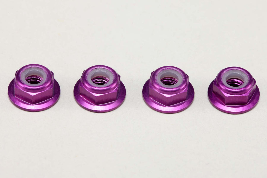 ZC-N4AFLPU Yokomo M4 Flanged Aluminum Low Profile Nylon Lock Nuts (Purple)