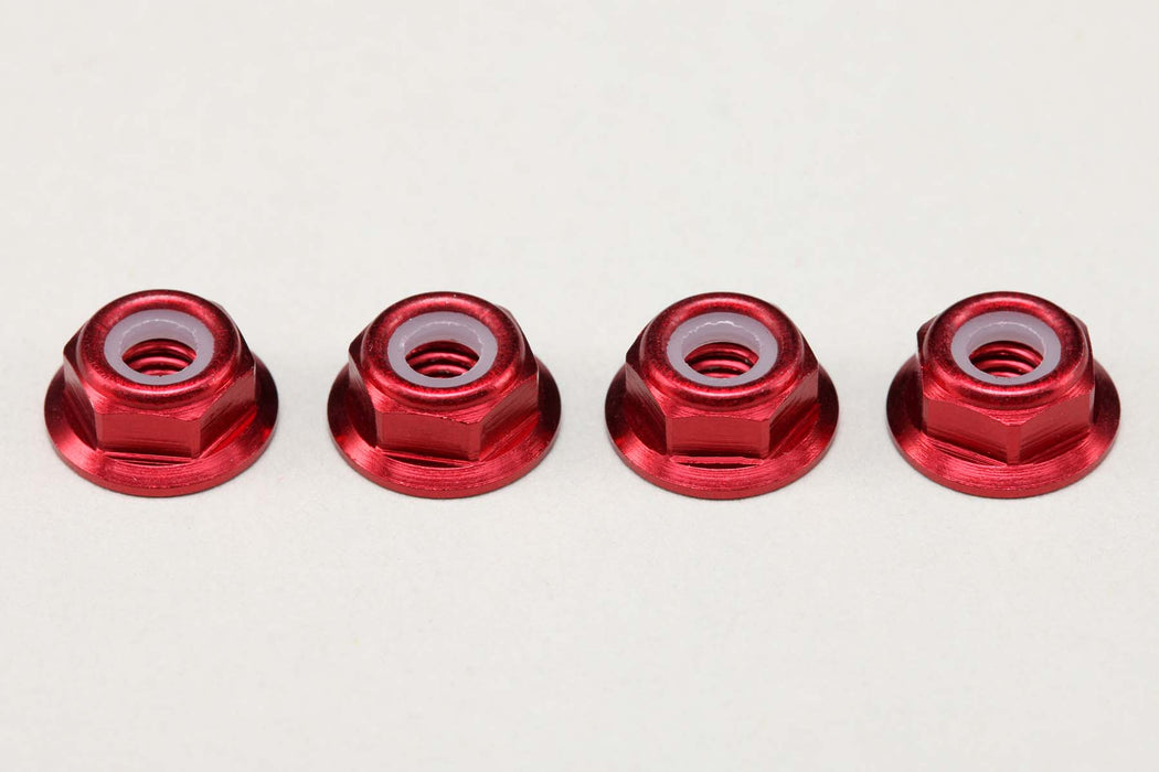 ZC-N4AFLR Yokomo M4 Flanged Aluminum Low Profile Nylon Lock Nuts (Red)