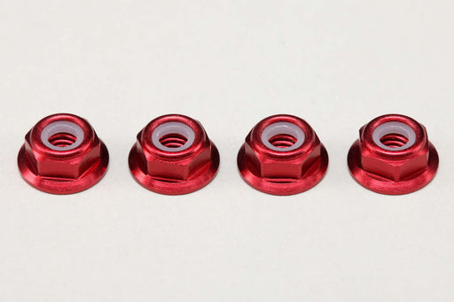 ZC-N4AFLR Yokomo M4 Flanged Aluminum Low Profile Nylon Lock Nuts (Red)