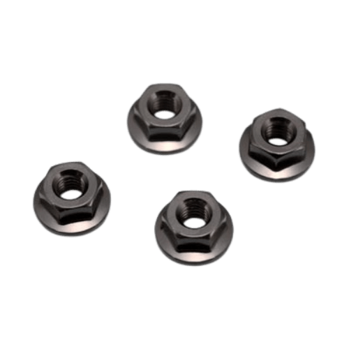 ZC-N4FBKA Yokomo M4 Aluminum Serrated Flanged Nuts (Black) (4)