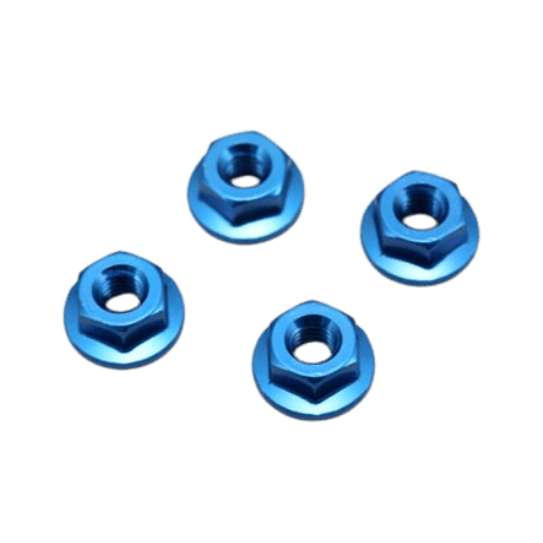 ZC-N4FBLA Yokomo M4 Aluminum Serrated Flanged Nuts (Blue) (4)