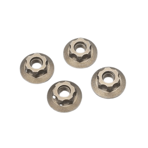 ZC-N4FLTA Yokomo M4 Aluminum Serrated Flanged Nut (4) — RC Pit Lane