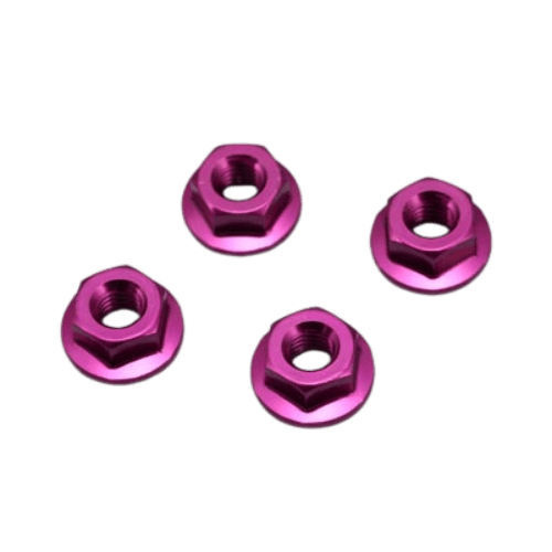 ZC-N4FPA Yokomo M4 Aluminum Serrated Flanged Nut (Purple) (4) — RC