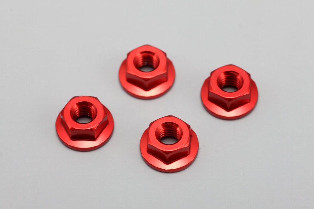 ZC-N4FRA Yokomo M4 Aluminum Serrated Flanged Nut (Red)