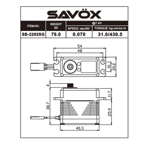 Savox SB-2292SG Monster Performance Brushless Servo, Black Edition (1)